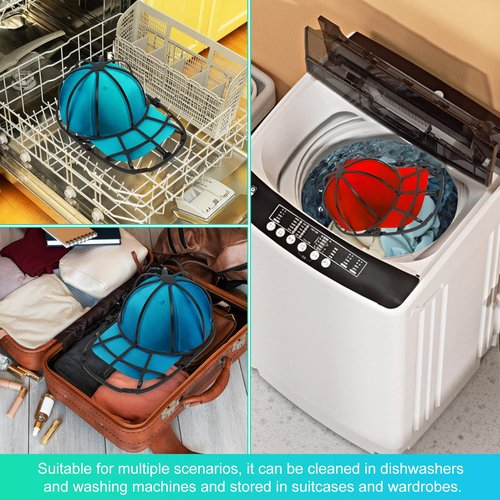 Coopache Hat Washer Cage for Washing Machine, Hats Cleaner for Baseball Caps, Ball Cap Washer Hat Washing Cage for Dishwasher Fit for Adult and Kid (2 Pack Black)