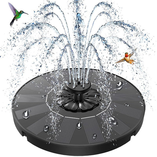 SZMP Solar Fountain 2026 Upgrade, Solar-Powered Bird Bath Fountain with 4 Fixed Rods & 7 Nozzles for Garden, Pond, Pool, and Patio – No Battery Required, Attracts Hummingbirds & Wildlife