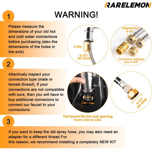 Professional Beauty Salon Shampoo Sink Bowl Faucet and Sprayer Kit with Vacuum Breaker and Flexible Spray Hose - Faucet Extended Set, Additional Hoses and Connectors