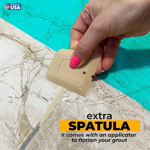 PentaUSA Tile Grout Repair Kit - Beige Filler, Triple Protection, Fast Drying Formula Restores and Renews Grout Lines With Float (8.8oz / 250gr)