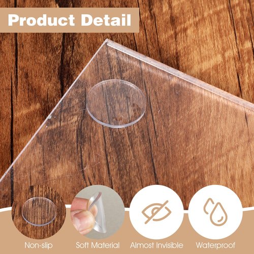 Yuanchu 50 Pcs Glass Table Top Anti Slip Pads, Extremely Soft Clear Glass Table Top Non-Adhesive Rubber Pad for Glass Photo Frame Furniture Kitchen Cabinets Avoid The Movement of Glass