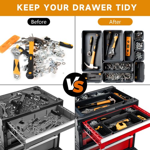 FLYVOLE [60 PCS Upgraded] Tool Box Organizer Tray, Toolbox Desk Drawer Organizer, Tool Box Tray, Toolbox Organization Storage for Rolling Tool Chest (60 PCS)