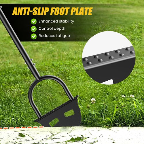 Manual Lawn Edger Tool, 42.1 Inch Half Moon Edger Lawn Tool with Non-Slip T-Handle and Wider Foot Pedal, Serrated Lawn Edger Tool for Trimming Lawn Lines at The Edge of a Driveway