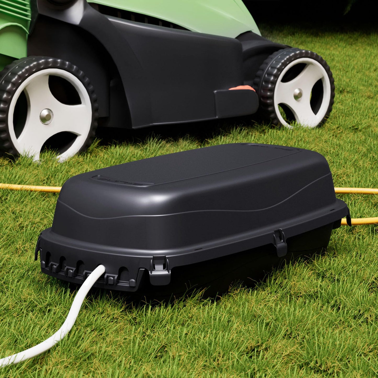 D-Line Outdoor Weatherproof Electrical Cable Box, IP54 Rated for Safe Outdoor Use, Power Strip Enclosure, Plug Protector, Garden Extension Cord Cover - 11.4in (L) x 4.92in (W) x 4.33in (H) - Black