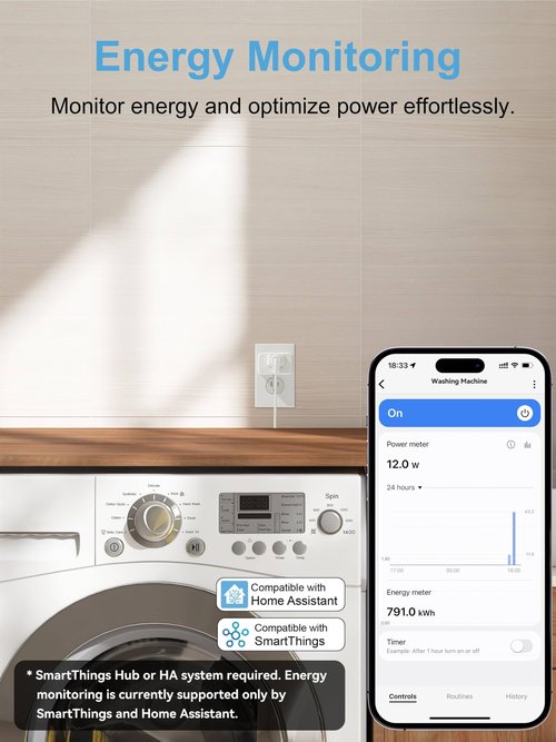 EIGHTREE Zigbee Smart Plug 15A, Energy Monitoring, 𝗭𝗶𝗴𝗯𝗲𝗲 𝗛𝘂𝗯 Required, Zigbee Repeater, ETL Certified, Smart Plugs That Compatible with Alexa & Home Assistant & SmartThings, 4 Packs