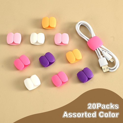 20PCS Multi-Pack Cable Storage and Organizer Clips – Versatile Wire & Charging Cable Management for Travel, Desk, and Home – Secure and Tidy Data Cable Holders