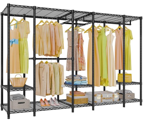 VIPEK V50 Extra Large Portable Closet Rack Bedroom Armoire Freestanding Wardrobe Closet, Heavy Duty Clothes Rack Multi-Functional Metal Clothing Rack for Hanging Clothes, Max Load 1300lbs, Black