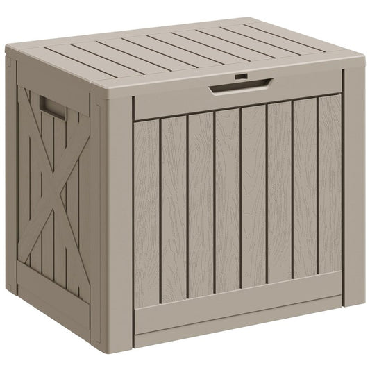 Greesum 40 Gallon Resin Deck Box, Outdoor Storage for Patio Furniture, Garden Tools, Pool Supplies, Weatherproof and UV Resistant, Lockable, Light Coffee