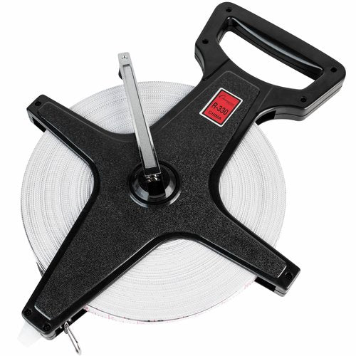 Champion Sports Open Reel Measure Tape, 330 ft, 100 meters, with Metal Spike, Hand Crank - Open Tape Measure for Track and Field, Long Jump - Durable, Dual-Sided Measuring Reel with Feet and Meters