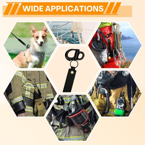 Scba Mask Quick Release Clip with Leather Handle, Firefighter Accessories Tools for Quick Release, Marine Grade 316 Stainless Steel Quick Release Clip Snap Shackle for Sailboat, Rigging (2PCS)