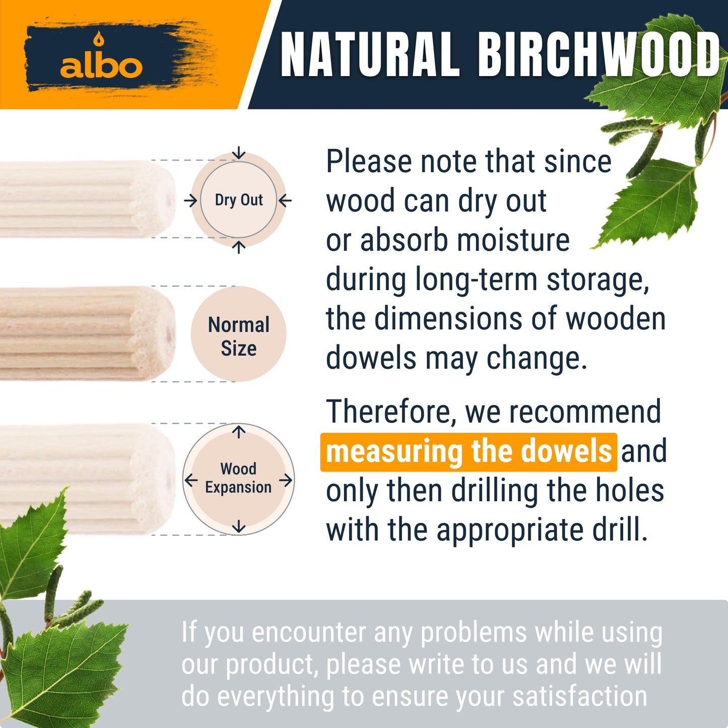 ALBO Wooden Dowel Pins 500 Pack Assorted Sizes 1/4 + 5/16 + 3/8 inch Fluted Wood Dowels Rods Hardwood Crafts Dowel Pegs