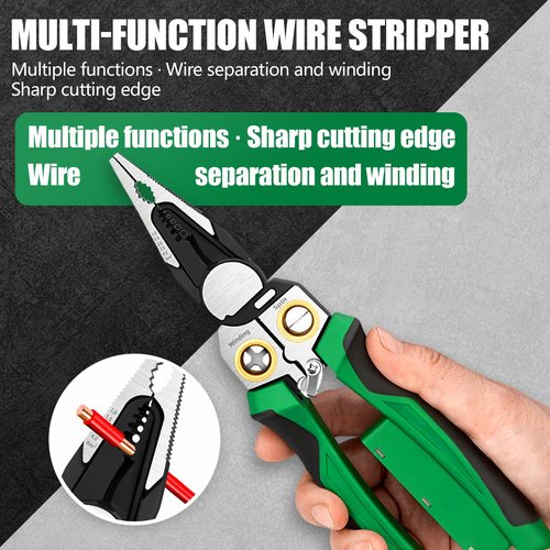 8-in-1 Wire Stripper with Voltage Tester - Multi-Function Electrician Tool for Cutting, Stripping, Crimping & Testing Wires (1)