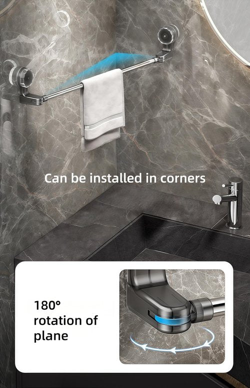 Pack of 2 Pcs Suction Cup Towel Bar 19 inches Retractable Stainless Steel Towel Rod with Suction Cup No Glue No Drilling for Bathroom Shower Door