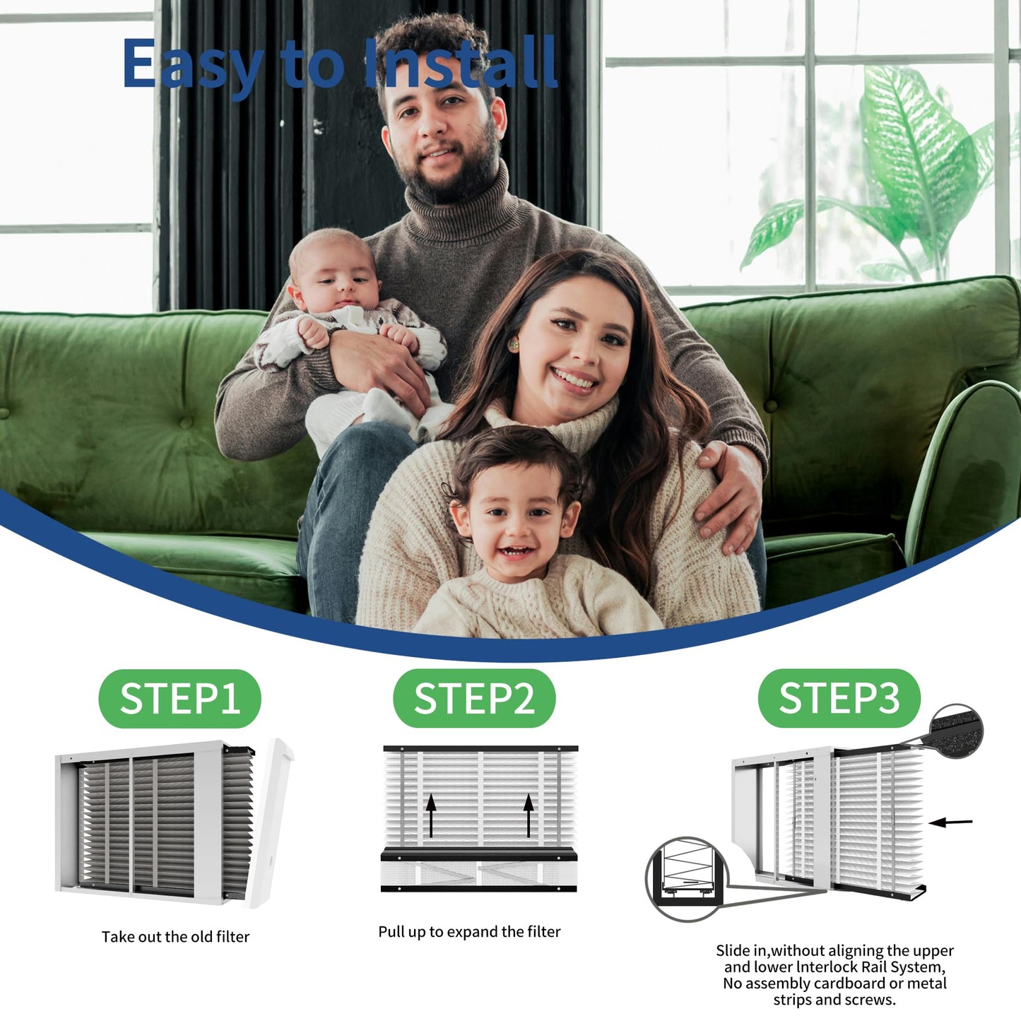 2Pack 413 Replacement Air Filter MERV 13 Compatible with AprilAire Models 1410, 1610, 2410, 2416, 3410, 4400, 16x28x4inch Furnace Filter, 413 Whole House Air Purifiers Replacement Filter