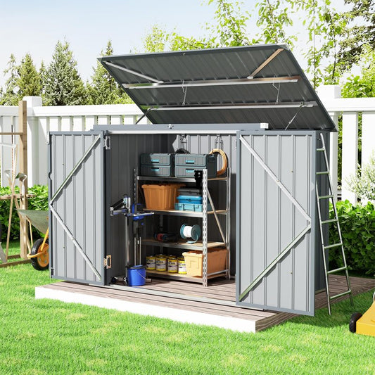 SOLIGEL 3'x6' Storage Shed, Outdoor Trash Can Storage Bike Shed, Waterproof Garbage Can Organizer with Chain Lid, Outdoor Storage Clearance for Patio, Garden, Backyard, Dark Grey