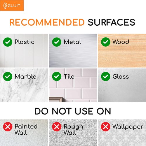 GLUIT Adhesive Large Wall Hooks for Hanging Heavy Duty 22 lbs Hook for Walls No Damage (6 Large Hooks)