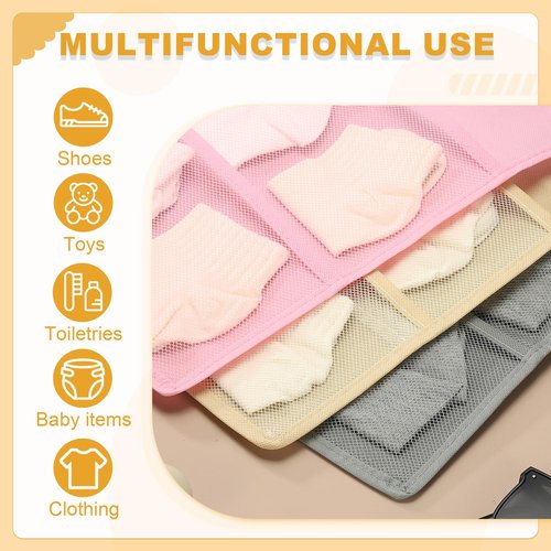 uxcell Hanging Closet Organizer, Bra Storage Bag Double-Sided Shelves for Underwear Socks Closets Bedroom Bathroom, Pink (2+6 Pockets)