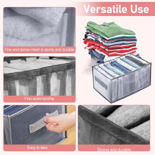 7 Grids Drawer Organizers, Folded Clothes Organizer for Closet, Clothing Storage Bins, Washable Foldable Drawer Clothes Compartment Storage Box