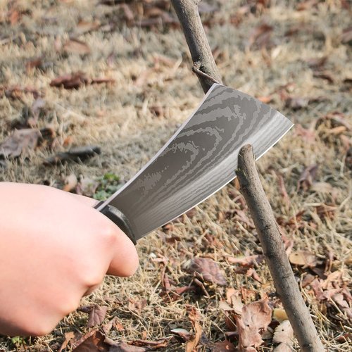 Leopcito 11 Inch Hatchet with Sheath, Small Compact Machete Axes, Fixed Blade Full Tang Camping Tactical Knife for Woodworking, Garden Machete Axe with Sheath for Bushcraft Yards Bushes Wood, A4SL