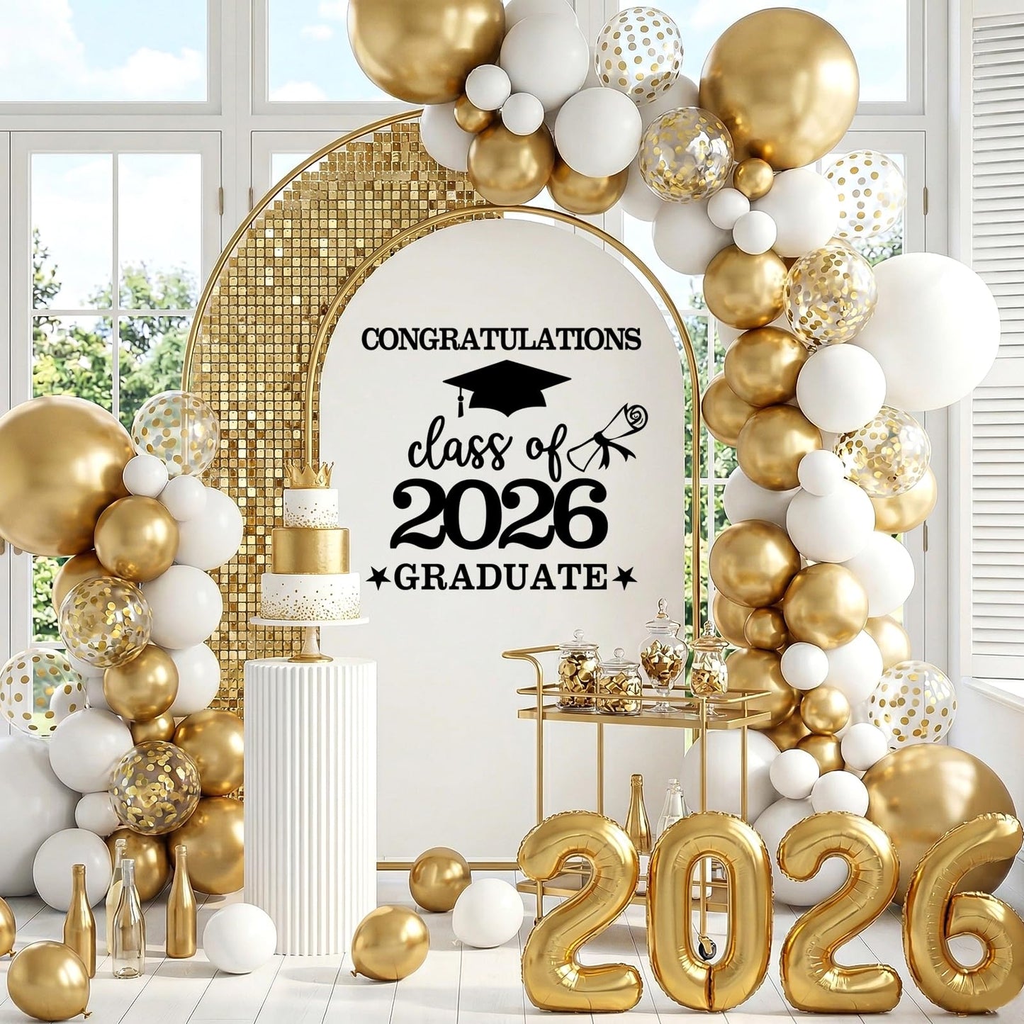 Tintisfafa Black Congrats Grad Decals Graduation Decals for Arch Backdrop Class of 2026 Vinyl Sticker Graduation Decals for Fabric Graduation Sign for Background