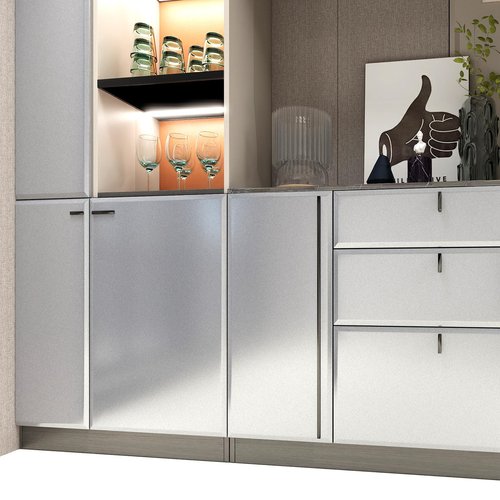 Qianglive Sliver Contact Paper for Countertops 15.7" x 118" Thick Metallic Peel and Stick Wallpaper Modern Removable Self Adhesive Vinyl Wallpaper for Kitchen Refrigerator Cabinets