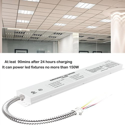LED Emergency Backup Driver 20W, 120V-347VAC, Rechargeable UL Approved Backup Battery, Over 90mins Emergency Time, for LED troffer, Panel and Tubes White