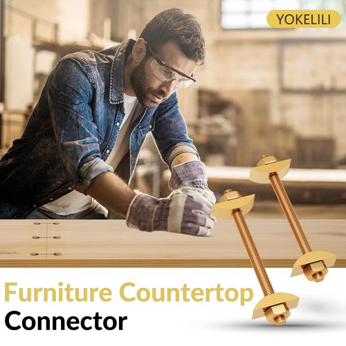 AIYOTAR Countertop Connector Bolts, M8x100mm Joint Fasteners, Furniture Fastening Kit, Drawbolt/Bed/Butcher Block Miter Draw Bolt Flip Connector, 6Pcs