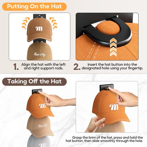 MISSLO 4 Pack Hat Rack for Wall with Wider Slots Display Hat Organizer for Baseball Caps Holds 16 Ball Cap Storage Organizer for Closet, Wall Mounted, Bedroom, Door