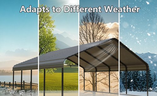 Galvanized Steel Carport - All-Weather Vehicle Shelter with Wind-Resistant Roof, Portable Garage Cover for Cars, Trucks, Boats in Yard (Grey, 20x20 FT)