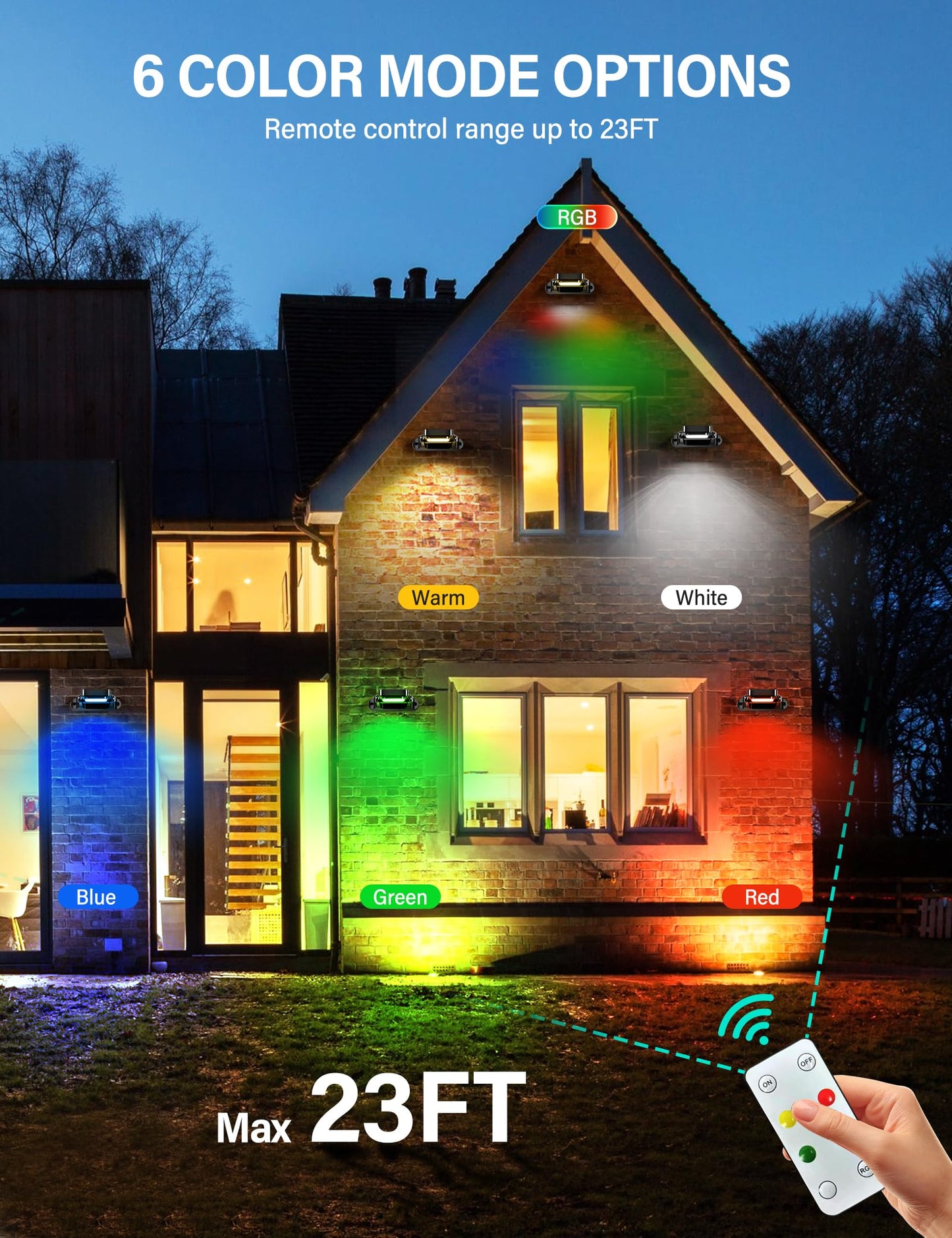 COXSENI 4 Pack Solar Wall Lights Outdoor with Remote Control, 200LM & Long Lasting Battery, 6 Color Modes, Warm/Cool White, RGB, IP65 Waterproof 360° Adjustable Angle for Fence Porch Step
