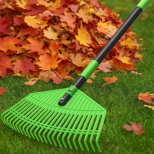 Heavy Duty Garden Rake for Leaves - 16.5'' Wide Leaf Rake for Yard Lawn, 42'' Adjustable,Outdoor Plastic Rakes for Sweep Leaves,Grass, Pine Needle,Lightweight for Women Seniors Kids