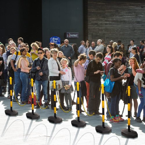 Konohan 12 Sets 34 Inch Parking Cone Delineators Post Traffic Cone Plastic Stanchion Set Stands Parking Barrier with Base 6.6 ft Chain S Hooks Reflective Collar for Crowd Control Construction, Yellow