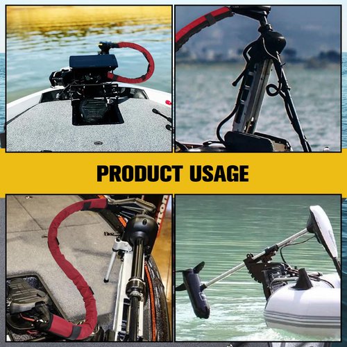 Trolling Motor Cable Zipper Sleeve Boat Wire Cover - 48'' Red Cable Sleeve Electric Outboard Rigging Hose Cover Protector, Organized Cable Holder Managemen Trolling Motor Sleeve