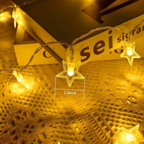 Star String Lights, USB 33 ft 100 LED Star Light for Wedding Party Patio Garden Tent Bedroom Décor, Warm White