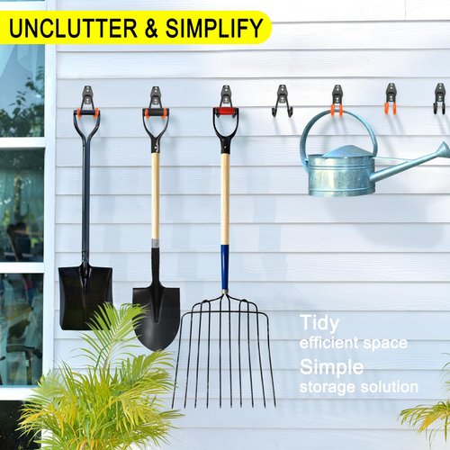 LUPYJI 8 Pack Heavy Duty Garage Hooks Storage Organizer Wall Mount Power and Garden Tool Hangers, for Hanging Ladders, Ropes, Hose, Bulk Items