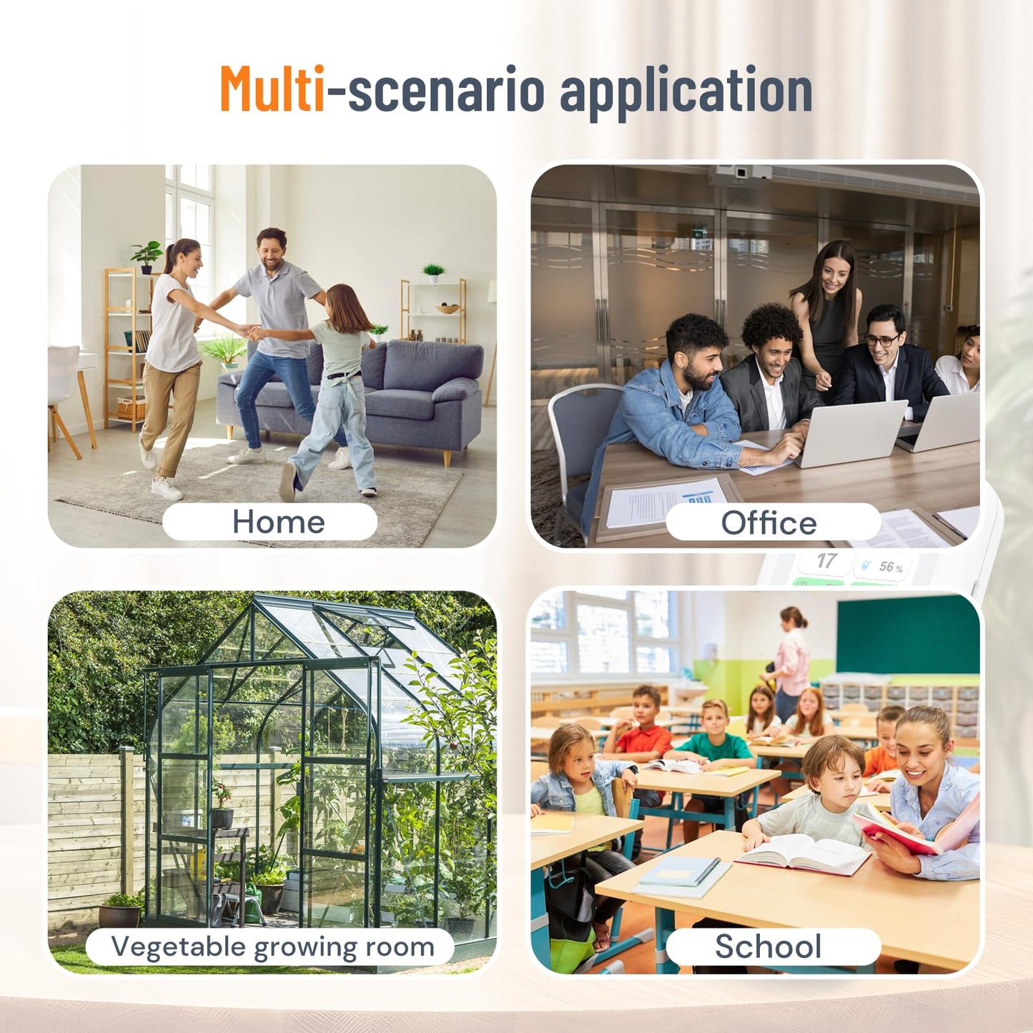 LifeBasis Air Quality Monitor Indoor, 11-in-1 Air Quality Detector with Stand, Real-Time Air Meter Test AQI, PM1.0, PM2.5, PM10, CO2, TVOC, HCHO, Particles, Temperature and Humidity, Dual Alert -Black