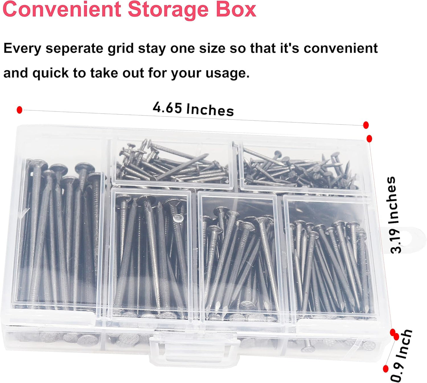 Picture Hanging Kit, cSeao 415 Pieces Hardware Nail Assortment Kit & 8oz Claw Hammer,Mini Hammer with Anti-Slip Handle,Common Nails, Wood Nails, Picture Hanging Nails, Wall Nails for Hanging