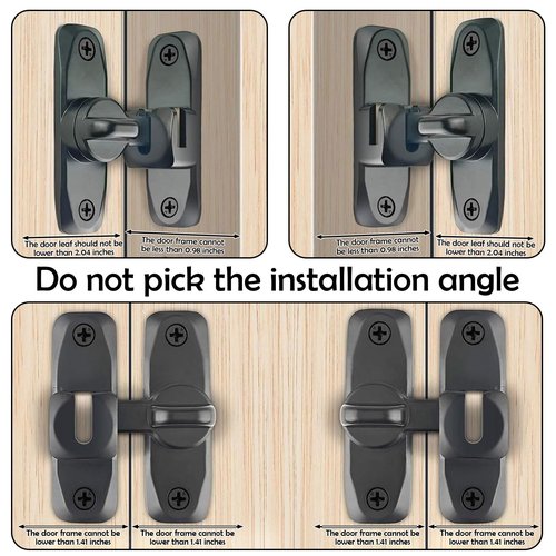 PASDUCHAS 2 PCS Thickened 90/180 Degree Sliding Barn Door Lock, Black Heavy Duty Double Door Latch for Screen Pocket