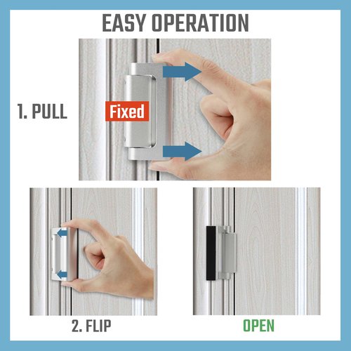 GreaTalent 3PACK Home Security Door Reinforcement Lock Childproof, Add High Security to Home Prevent Unauthorized Entry, Aluminum Construction Finish, Silver