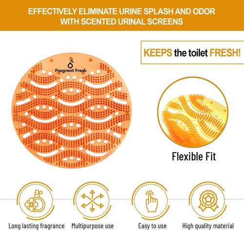 Urinal Screen Deodorizer (50Pack) Anti Splash Long Lasting Fragrance Urinal Cakes Eliminate odours Keeps Bathroom fresh- For Public and Private restrooms-Multiple Use-Orange Citrus