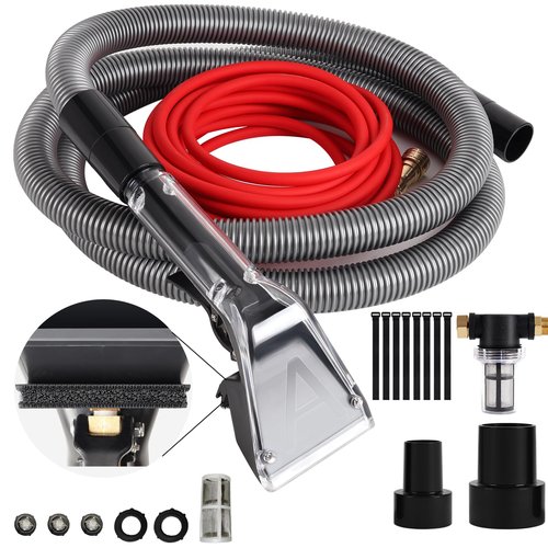 Upgraded Extractor Hose Kit for Shop Vac,Add Hard Bristle Brush,Equipped with 10FT Hoses and 25 FT Water Pipes,Converts the Vacuum Cleaner into a Carpet Cleaning Machine,Cleaning Home,2-Year Warranty