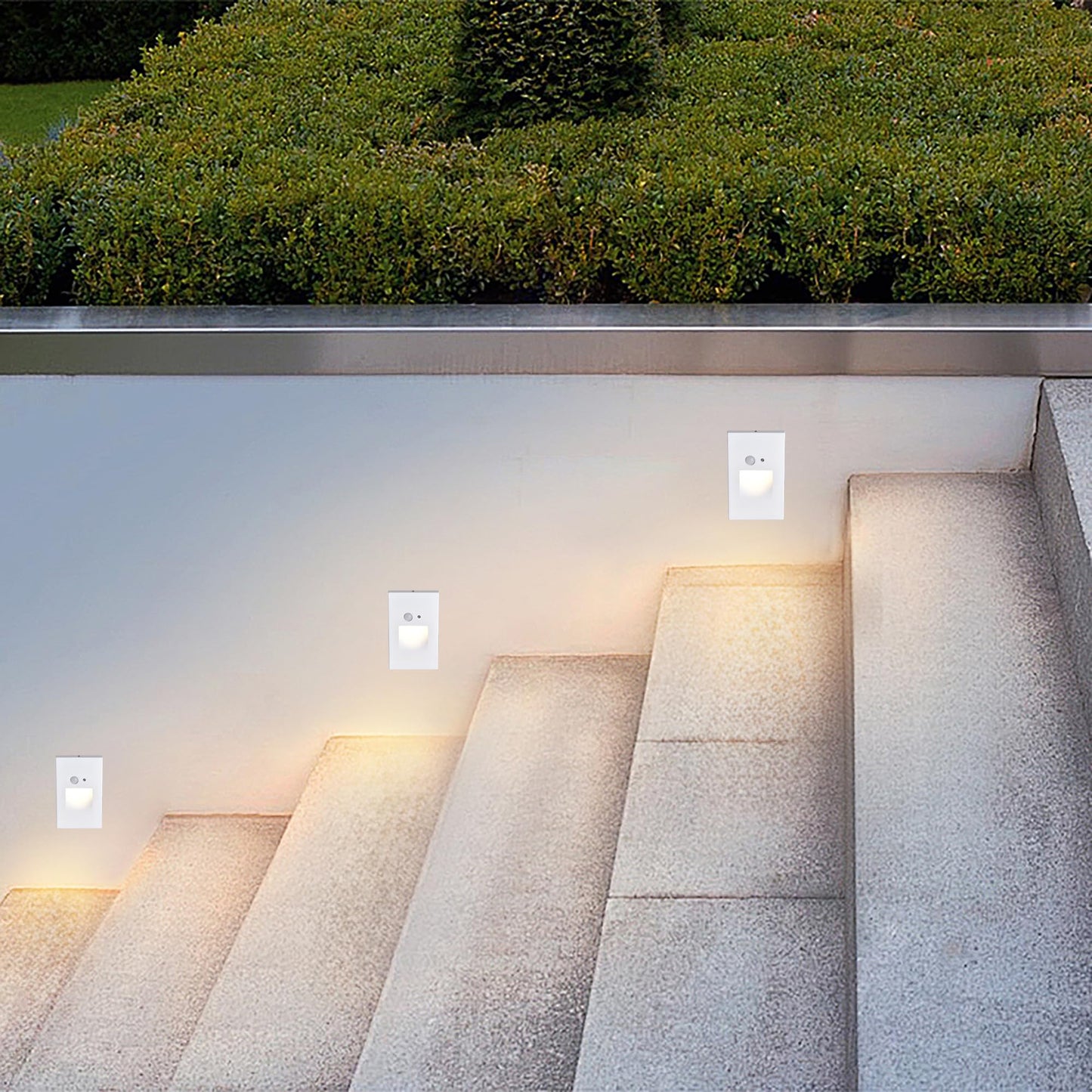 Edvivi Hardwired LED Step Light, Indoor/Outdoor 3000K White Vertical Stair Lighting Fixture with Motion and Photocell Sensor, Wet Location and Dimmable Step Lights for Stairway Pathway Patio, 1-Pack