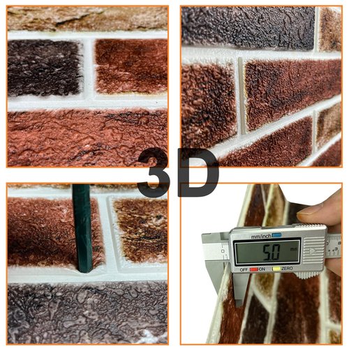 20-Pack 104 Sq.Ft 3D Wall Panels Peel and Stick 3D Faux Brick Wallpaper Peel and Stick Red Brown Faux Stone Wall Panel Foam Brick Self-Adhesive 3D Wallpaper