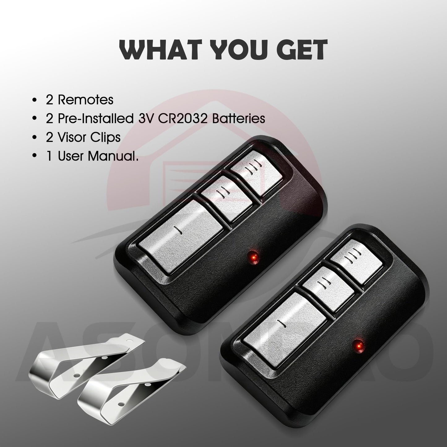 ASONPAO 2-Pack for Chamberlain 953EV-P2 953ESTD Universal Garage Door Opener Remote FCC Certified 3-Year Warranty