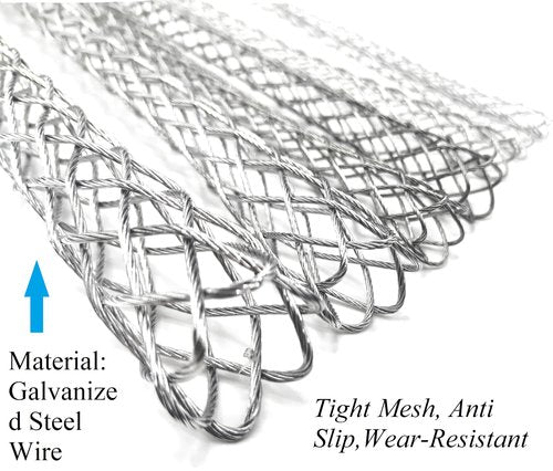 YZELCMT Cable Pulling Grip Lassos for 25-31mm（0.98"-1.22"）electrical wire, single head rope loop, 22.83" long steel wire mesh sock, Anti-slip flexible cable sleeve