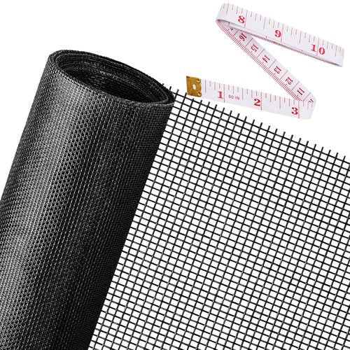 Replacement Window Screens, 48X118 Inch Durable Window Screen Mesh for Patio Porch Door Windows, DIY Adjustable Fiberglass Screen Repair Kit Sliding Net Roll Pet, Black by Ouskr