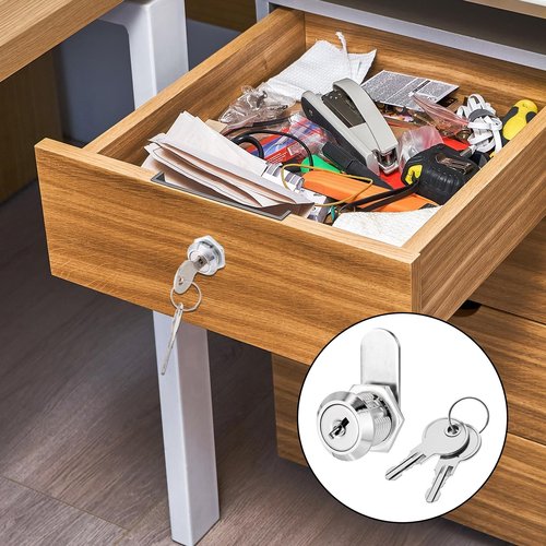 1 Pack Cabinet Locks, 5/8" Keyed Alike Cam Lock Safe Desk Drawers Mailbox Truck Tool Box Replacement Locks with Keys for File Cabinet, Trailer, Desk Storage, Door (Zinc Alloy)