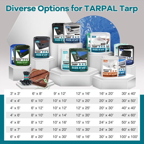 TARPAL tarp 6x8 Feet Super Heavy Duty Tarps Cover 20mil Waterproof UV Protection Rip and Tear Proof Tarpaulin with Grommets(Grey/Brown)