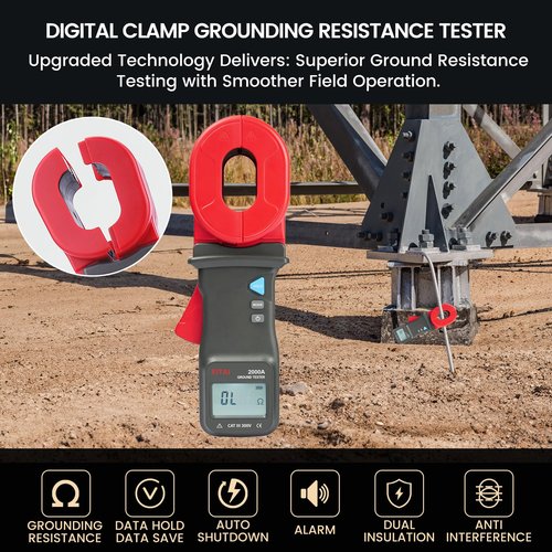 EITAI2000A-S Gen2 Clamp Ground Earth Resistance Meter Tester, 0.01Ω-500Ω, Manufacturer Direct Sales, EITAI-ETCR2100A+