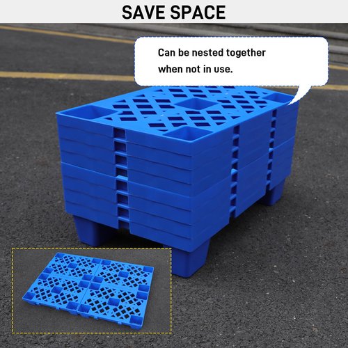 Kerty Nestable Plastic Pallets 4Pcs, 19.7'' L X 11.8'' W X 3.9'' H Lightweight Pallet with Breathable Grid, Moisture Proof Floor Pallets for Kitchen Supermarket Restaurant Warehouse Basement Storage